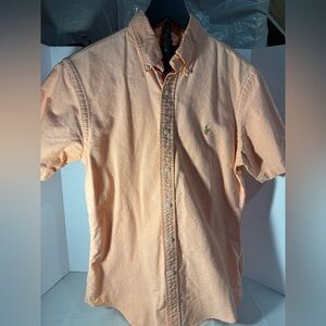 Ralph Lauren Men's Peach Button Short Sleeve Shirt Size Medium Slim Fit